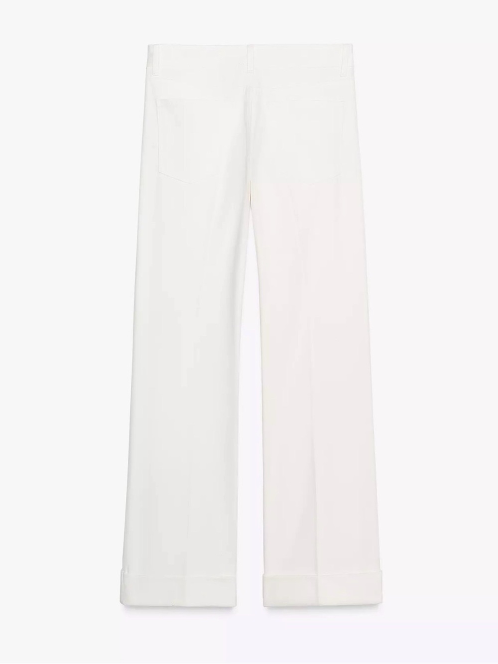Zara ZW Collection Wide-Leg Cuffed Jeans – Ecru (US 4 / 27)